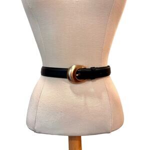 Vintage Leather Belt with Gold Buckle